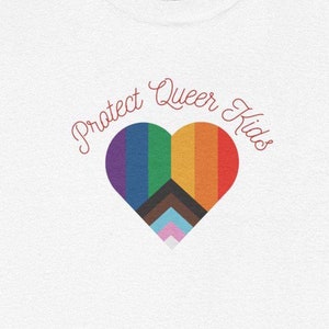 LGBTQIA Pride Tee, Protect Queer Kids Shirt, Rainbow-Trans Heart T-shirt, LGBTQ Support Top, Gay Rights Apparel, Unisex Rainbow Tee