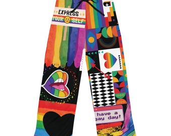 Rainbow Pride Pajama Pants: Collage Print LGBTQ+ Lounge Wear