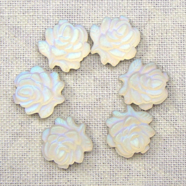 Piccolo cristallo opaco luminoso AB Rose Fiore vetro cabochon, 6