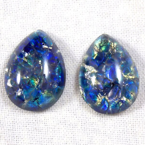 Pera a forma di blu vetro cavopale opale, 18X13 mm, 2