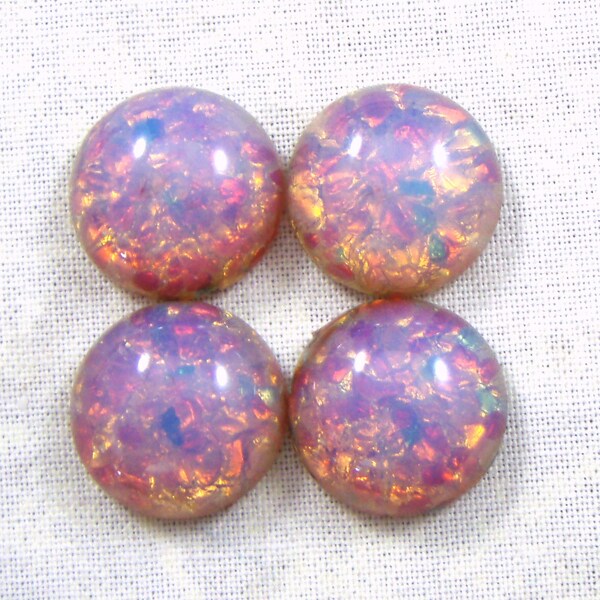 7 MM Vintage rotondo rosa Harlequin vetro opale Cabochons, 6