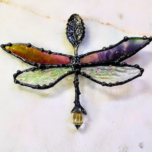 Stained glass rustic dragonfly spoons