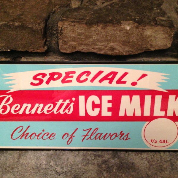 VINTAGE Special Bennett's Ice Milk Paper Advertising  NOS