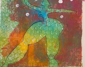 Green Dancing Woman Original Contemporary Art