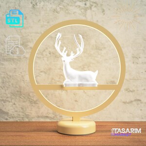 Deer Model 3D Printed Table Lamp - Digital STL File for DIY Lamp, Unique Desk Lamp, Home Decor, Nightstand Light, Modern 3D Print Lamp