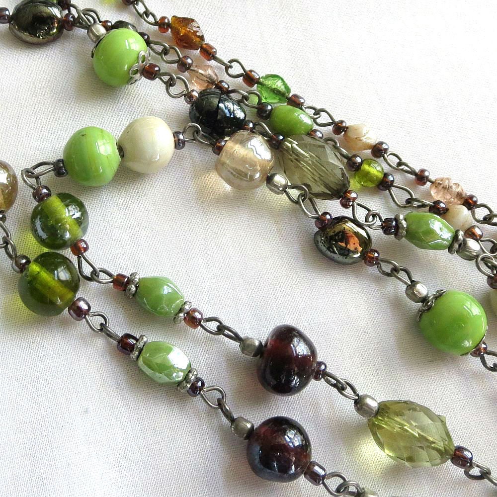 Vintage Multi Colored Glass Beads Necklace Etsy