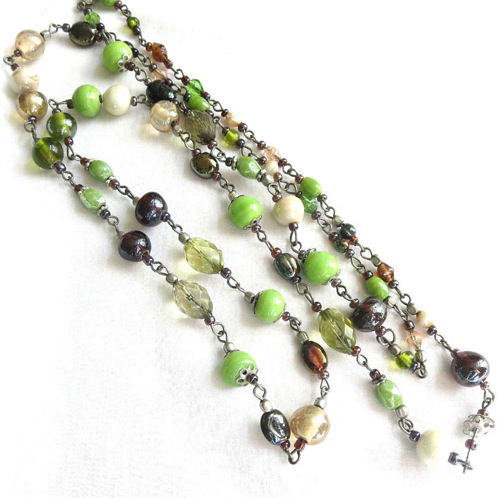 Vintage Multi Colored Glass Beads Necklace Etsy