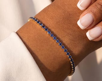 Zartes Geburtsstein-Tennisarmband, personalisiertes Edelsteinarmband für Damen, individueller Geburtsmonatsschmuck, zartes Geschenk für sie