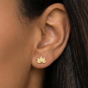 Lotus Flower Stud Earrings • Dainty Gold Yoga Studs • Spiritual Minimalist Earrings • Meditation Jewelry • Gift for Her, JE21