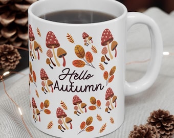 Hola Otoño Vibes PNG Taza 11 oz 15 Taza Sublimación, Cosecha Vintage Otoño Patrón Calabaza Otoño 11 oz 15 oz Diseño de envoltura de taza Paquete de Otoño