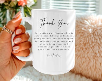 Personalized Thank You Mug for Mentor-Teacher-Friend-Nurse-Boss -Coach-Gratitude Gift-Coworker Appreciation-Social Worker Gifts