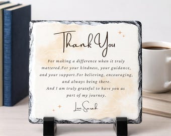 Custom Thank You Stone Plaque With Stand For-Mentor-Teacher-Friend-Social Worker-Women-Boss-Coworker-Adviser-Coach-Gratitude Memory Keepsake
