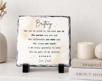 Personalized Thank You Stone Plaque With Stand For-Mentor-Teacher-Friend-Colleague-Her-Women-Boss-Coworker-Adviser-Coach-Gratitude Keepsake