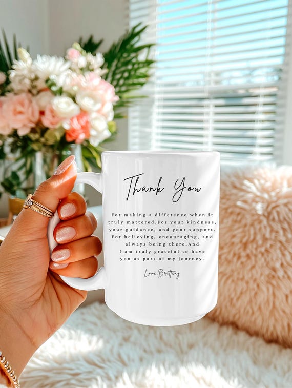 Personalized Thank You Mug for Mentor-Teacher-Friend-Nurse-Boss -Coach-Gratitude Gift-Coworker Appreciation-Social Worker Gifts