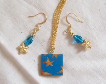 SEASIDE STARS Necklace & Earrings Matching Set - Casual Beachy Jewelry