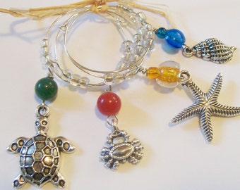 Beach spacer Wine Charms-zestaw 4 markery pić dla STEM & kubki-Beachy Barware