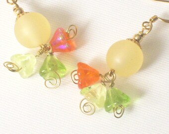 Sunkissed Flower Cluster Earrings - Fun Bright Spring or Summer Jewelry - Citrus Colors