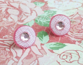 Button Stud Earrings - Spring Jewelry - Pastel Pink Post Earrings