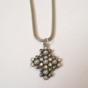 GLINDA Sparkly Industrial Pendant Necklace with Mesh Chain Unique Fantasy Jewelry image 3