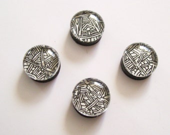 Black & White Tribal Glass Bubble marmuru magnesy-zestaw 4-wystrój szkoły Home Office