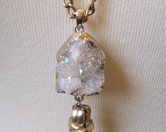 Crystal Necklace - Boho Jewelry - Long Tassel Necklace - New Vintage