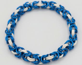 Byzantine Chainmaille Bracelet | Handwoven Aluminum & EPDM Rubber | Stretchy Artisan Jewelry | Custom Handmade Wristband