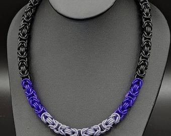 Underdark Chainmaille Byzantine Necklace - Purple and Lavender