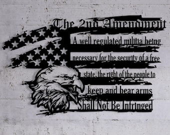 2nd Amendment American Flag Metal Wall Art, US Patriotic Gift for Men,4th of July Gift,Gun Lover Gift,American Flag Sign,Metal US Eagle Sign