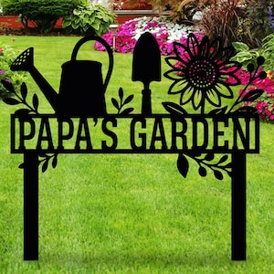 Cartello da giardino in metallo personalizzato per papà, regalo unico per la festa del papà, decorazione da giardino per esterni, paletto da giardino, regalo per papà giardiniere, giardino del nonno