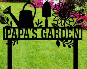 Personalized Metal Garden Sign for Papa, Unique Father’s Day Gift, Outdoor Front Yard Decor Garden Stake,Gardener Dad Gift,Grandpa's Garden