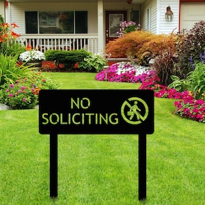 No Soliciting Metal Yard Sign, Modern House Outdoor Sign, Property Signage Gift, Home Entryway Private Sign, New House Owner Yard Sign Gift