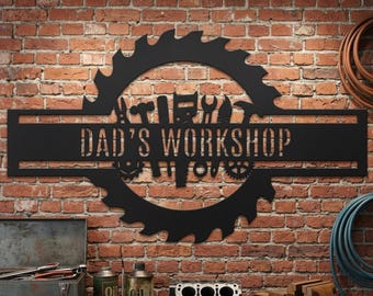 Custom Metal Workshop Sign, Dad Gift, Custom Garage Sign, Personalized Man Cave Decor, Mechanic Workshop Sign, Steel Garage Entrance Decor