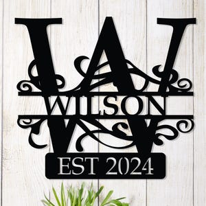 Metal Monogram Last Name Sign, Monogram Wall Decor, Personalized Wedding Gift, Outdoor Custom Metal Sign, Initial Sign,Monogram Letters Gift
