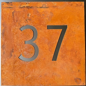 Corten Steel Metal House Number Sign, Custom Rusty House Address Plaque, Steel House Sign Gift, Rusted House Sign, Rusted Address Plate Gift