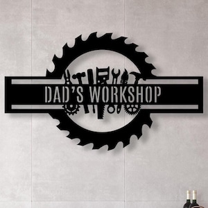 Benutzerdefinierte Metall Workshop Schild, Papa Geschenk, benutzerdefinierte Garage Schild, personalisierte Mann Höhle Dekor, Mechaniker Werkstatt Schild, Stahl Garage Eingang Dekor