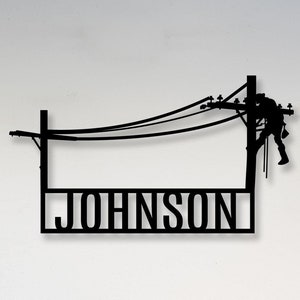 Electric Worker Custom Metal name Sign, Electirician Gifts, Metal Wall Hanging, Custom Electric Worker Gift, Electrician Metal Wall Line Art