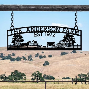 Personalized Farm Entrance Gate Sign, Metal Custom Ranch Sign, Family Farm Name Sign, Farm Owner Gift, Large Barn Gate Decor, Farm Gate Gift
