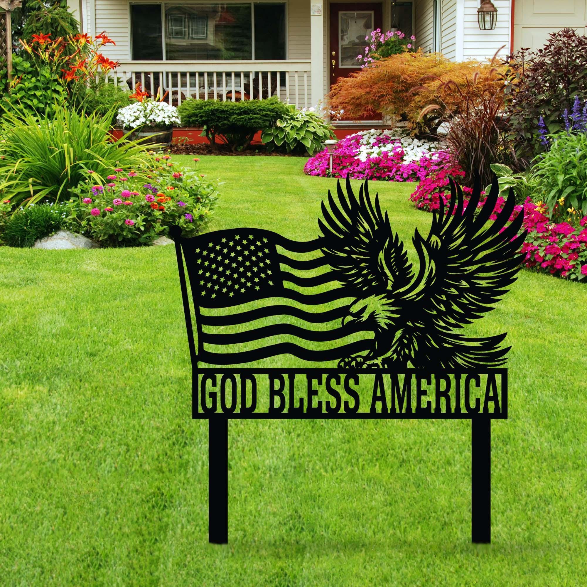 Bandiera Americana Con Aquila 120x180 Cm – Decorazione Da Giardino, Resistente Ai Raggi UV, Leggera