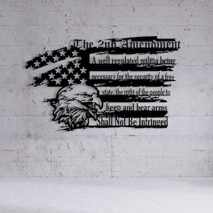 2nd Amendment American Flag Metal Wall Art, US Patriotic Gift for Men,4th of July Gift,Gun Lover Gift,American Flag Sign,Metal US Eagle Sign