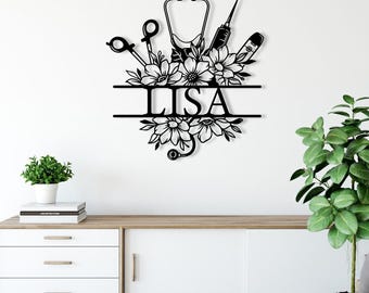 Personalized Nurse Metal Sign, Nurse Mother Gift, Custom Nurse Name Wall Decor, LPN Gifts, Custom Doctor Name Decor, Stethoscope Wall Decor