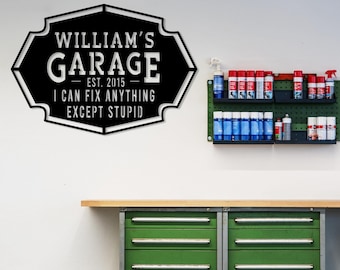 Custom Metal Garage Sign, Dad Mechanic Gift, Personalized Workshop Metal Wall Art,Garage Name Plaque,Man Cave Decor Idea,Tool Lover Men Gift