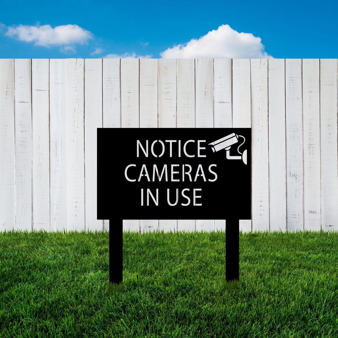 Custom Metal Security Stake Sign, Camera Yard Sign, Modern Property ...