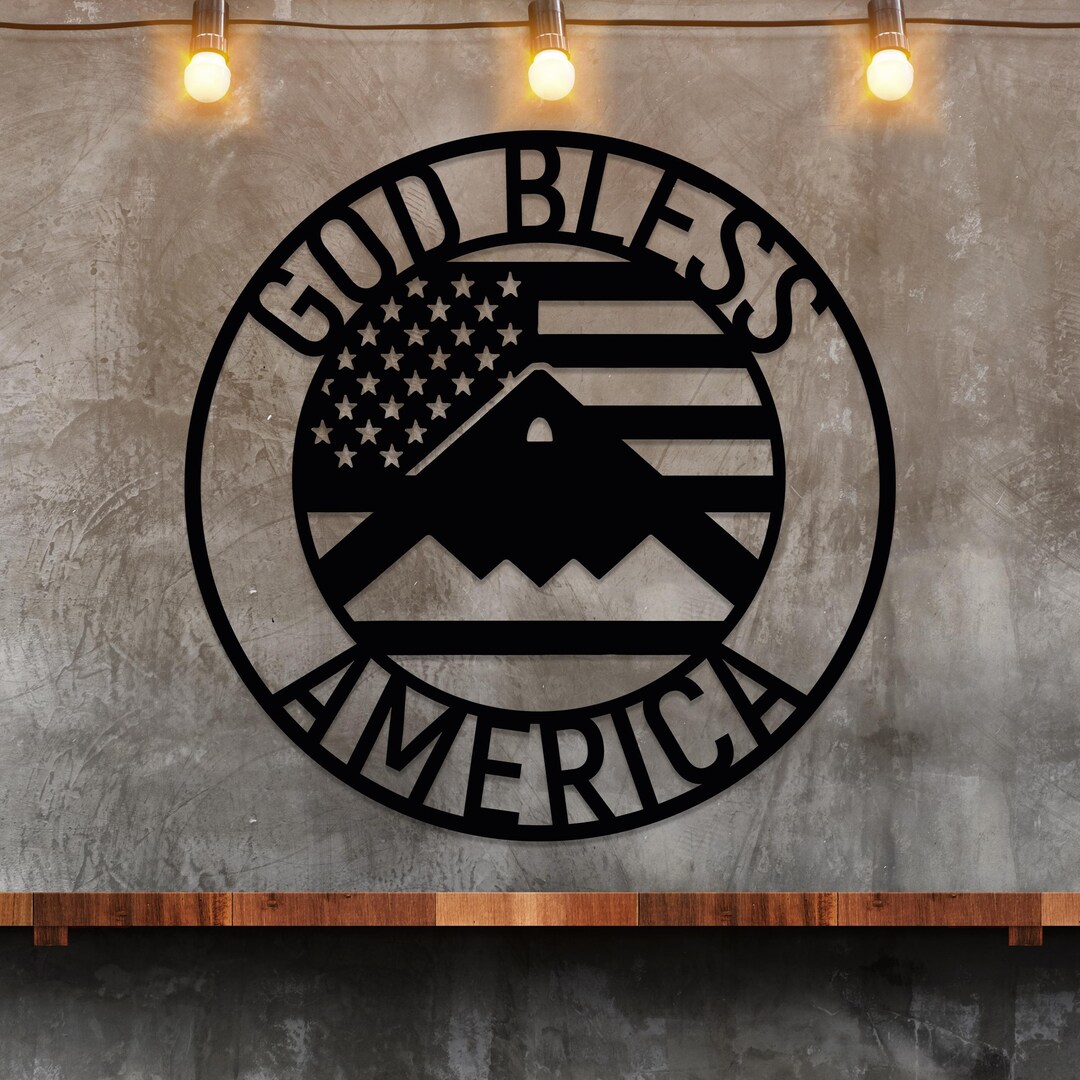 Patriotic Metal Wall Art, God Bless America Gift, American Flag Stealth ...