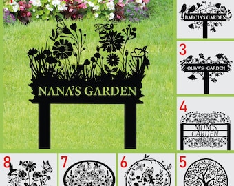 Personalized Garden Sign with Flower Design, Custom Garden Stake with Bird, Custom Garden Gift, Flower Garden Decor, Custom Name Mother Gift