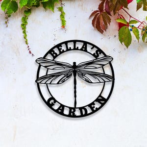 Personalized Dragonfly Metal Wall Decor, Custom Dragonfly Garden Sign, Personalized Garden Wall Decor, Steel Dragonfly Art, Farmhouse Sign