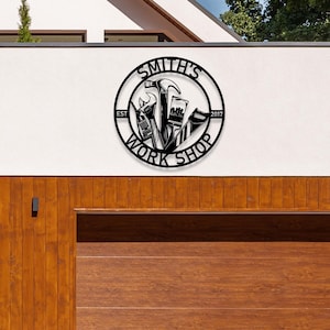 Customized Workshop Metal Name Sign, Worker Dad Gift Idea, Personalized Workshop Metal Sign, Tool Lover Gift, Man Cave Sign Idea,Garage Sign