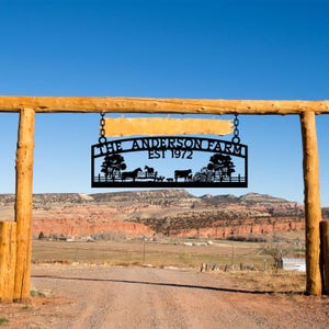 Personalized Farm Entrance Gate Sign, Metal Custom Ranch Sign, Family ...