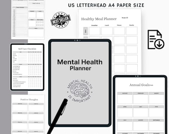 mental health planner, mental health journals, mental health workbooks, mood tracker, gratitude journal
