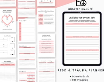 PTSD and trauma workbook digital, mental health diary, self-healing guide,  therapy , PTSD recovery planner printable