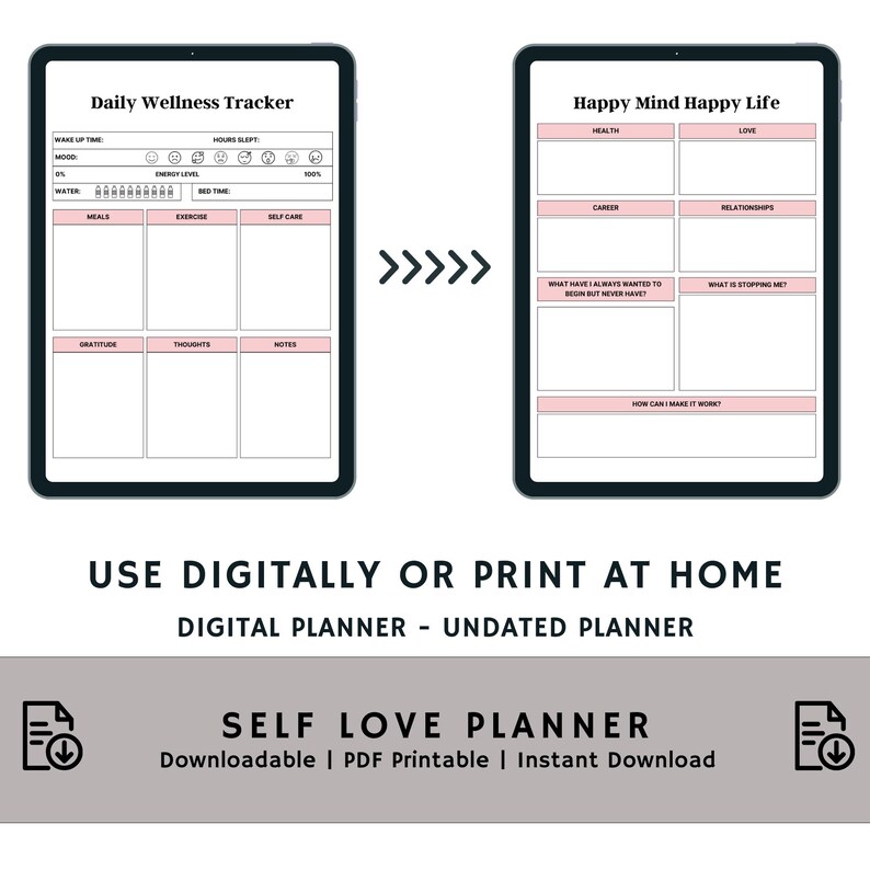 Self Love Planner Printable and Template For, Self-care Diary ...